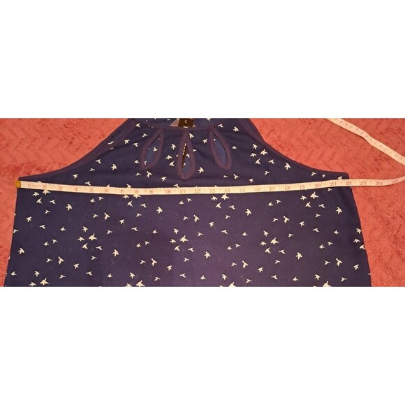 NWT Papermoon Womens Bird Print Top with Keyhole Neckline Blue Blouse Size Large - Picture 5 of 9